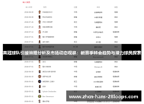 英冠球队引援策略分析及市场动态观察：新赛季转会趋势与潜力球员探索